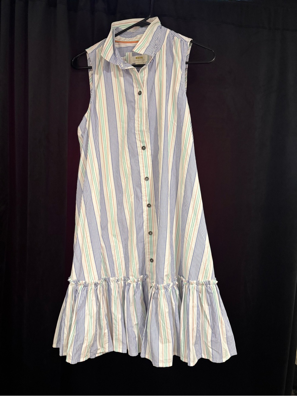 Maeve by Anthropologie Sleeveless Striped Midi Dress in Blue, White, and Green